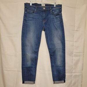 Hudson Jeans Classic Blue Denim Harkin Crop Super Skinny Cuff Size 30